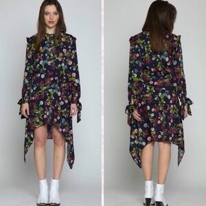 Walter Baker Andrea Asymmetrical Floral Midi Dress